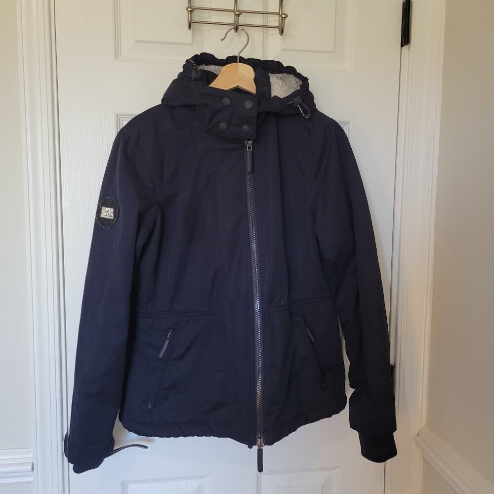 SUPERDRY Hooded The Original Wind Parka Jacket Navy Blue sz 10
